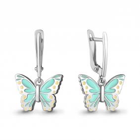 Серебряные серьги AQUAMARINE А34339 с эмалью А34339 фото