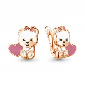 Серьги из золочёного серебра AQUAMARINE А34375-п с эмалью А34375-п фото