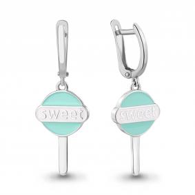 Серебряные серьги AQUAMARINE А34396 с эмалью А34396 фото