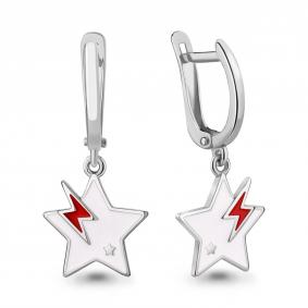 Серебряные серьги AQUAMARINE А34434 с эмалью А34434 фото