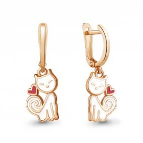 Серьги из золочёного серебра AQUAMARINE А34436-п с эмалью А34436-п фото