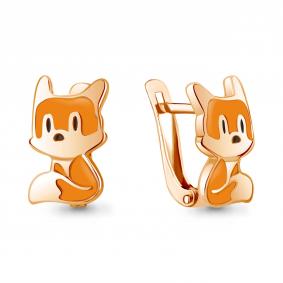 Серьги из золочёного серебра AQUAMARINE А34438-п с эмалью А34438-п фото