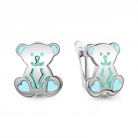 Серебряные серьги AQUAMARINE А34450 с эмалью А34450 фото