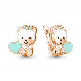 Серьги из золочёного серебра AQUAMARINE А34463-п с эмалью А34463-п фото