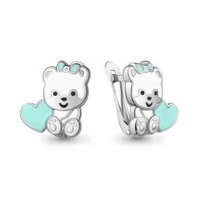 Серебряные серьги AQUAMARINE А34463 с эмалью А34463 фото