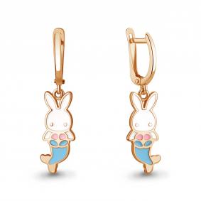 Серьги из золочёного серебра AQUAMARINE А34489-п с эмалью А34489-п фото