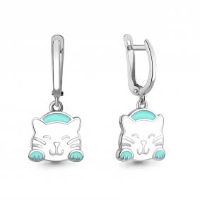 Серебряные серьги AQUAMARINE А34504 с эмалью А34504 фото