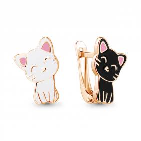 Серьги из золочёного серебра AQUAMARINE А34736-п с эмалью А34736-п фото