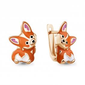 Серьги из золочёного серебра AQUAMARINE А34748-п с эмалью А34748-п фото