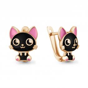 Серьги из золочёного серебра AQUAMARINE А34752-п с эмалью А34752-п фото