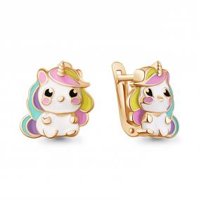 Серьги из золочёного серебра AQUAMARINE А34753-п с эмалью А34753-п фото