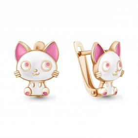 Серьги из золочёного серебра AQUAMARINE А34762-п с эмалью А34762-п фото