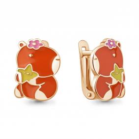 Серьги Капибара из золочёного серебра AQUAMARINE А35244-п А35244-п фото