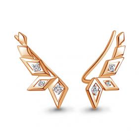 Серьги из золочёного серебра AQUAMARINE А400023А-п с фианитом А400023А-п фото