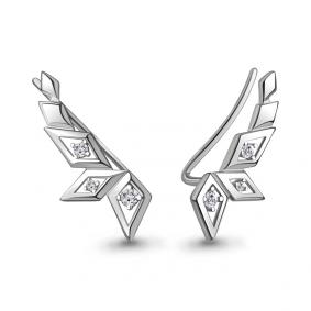 Серебряные серьги AQUAMARINE А400023А с фианитом А400023А фото