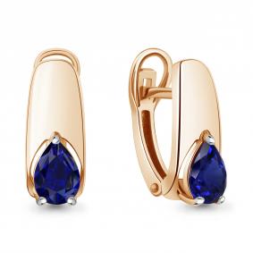 Серьги из золочёного серебра AQUAMARINE А400041Н-п с гидротермальным сапфиром А400041Н-п фото