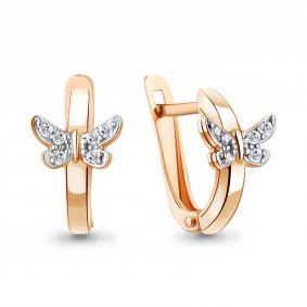 Серьги из золочёного серебра AQUAMARINE А400042А-п с фианитом А400042А-п фото
