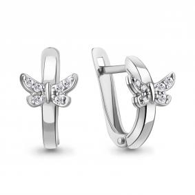 Серебряные серьги AQUAMARINE А400042А с фианитом А400042А фото