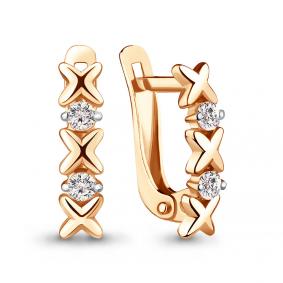 Серьги из золочёного серебра AQUAMARINE А400115А-п с фианитом А400115А-п фото