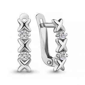 Серебряные серьги AQUAMARINE А400115А с фианитом А400115А фото