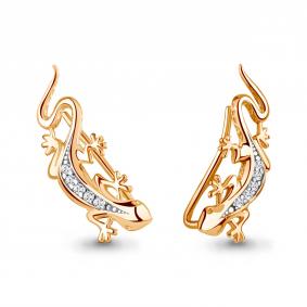 Серьги из золочёного серебра AQUAMARINE А400116А-пк с фианитом А400116А-пк фото