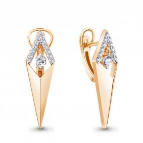 Серьги с подвижным элементом из золоченого серебра AQUAMARINE с фианитом А400136А-п А400136А-п фото