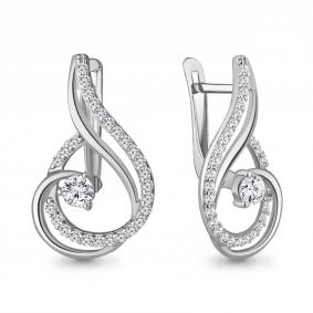 Серебряные серьги AQUAMARINE А400148А с фианитом А400148А фото