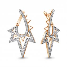 Серьги из золочёного серебра AQUAMARINE А400149А-п с фианитом А400149А-п фото