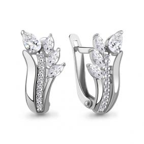 Серебряные серьги AQUAMARINE А400166А с фианитом А400166А фото