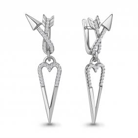 Серебряные серьги AQUAMARINE А400169А с фианитом А400169А фото