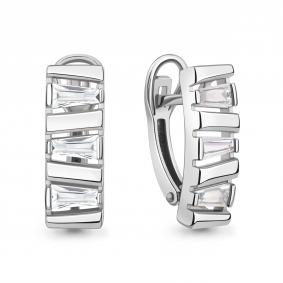 Серебряные серьги AQUAMARINE А400171 с фианитом А400171 фото