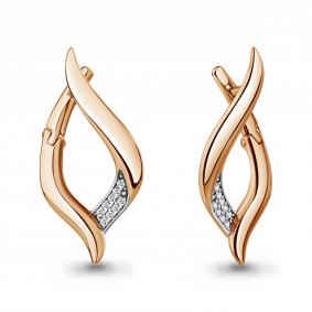 Серьги из золочёного серебра AQUAMARINE А400179А-п с фианитом А400179А-п фото