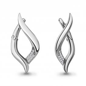 Серебряные серьги AQUAMARINE А400179А с фианитом А400179А фото