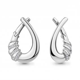 Серебряные серьги AQUAMARINE А400183А с фианитом А400183А фото