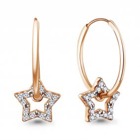 Серьги-трансформеры из золоченого серебра AQUAMARINE с фианитом А400253А-п А400253А-п фото