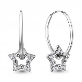 Серебряные серьги AQUAMARINE А400253А с фианитом А400253А фото