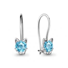 Серебряные серьги AQUAMARINE А400343 с фианитом А400343 фото