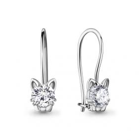 Серебряные серьги AQUAMARINE А400346 с фианитом А400346 фото