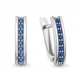 Серебряные серьги AQUAMARINE А400387Б с гидротермальным сапфиром А400387Б фото