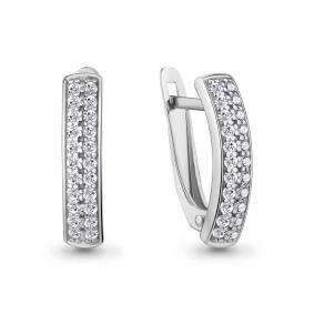 Серебряные серьги AQUAMARINE А400420 с фианитом А400420 фото