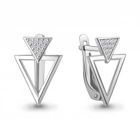 Серебряные серьги AQUAMARINE А400425 с фианитом А400425 фото