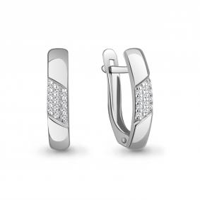 Серебряные серьги AQUAMARINE А400426 с фианитом А400426 фото
