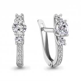 Серебряные серьги AQUAMARINE А400430 с фианитом А400430 фото