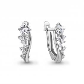 Серебряные серьги AQUAMARINE А400432 с фианитом А400432 фото