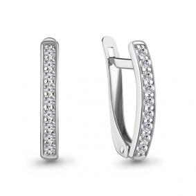 Серебряные серьги AQUAMARINE А400434 с фианитом А400434 фото
