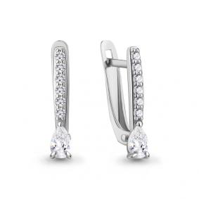 Серебряные серьги AQUAMARINE А400437 с фианитом А400437 фото