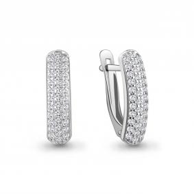 Серебряные серьги AQUAMARINE А400438 с фианитом А400438 фото