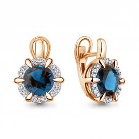 Серьги из золочёного серебра AQUAMARINE А40046993А-п с фианитом и Лондон топазом А40046993А-п фото