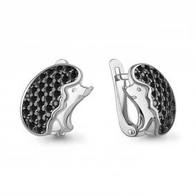 Серебряные серьги AQUAMARINE А400507Ч с ювелирным кристаллом А400507Ч фото