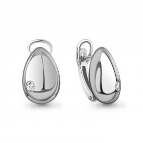 Серебряные серьги AQUAMARINE А400511А с фианитом А400511А фото